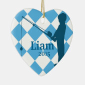 Ornement Cœur En Céramique Pêche allée de petits garçons (Droite)