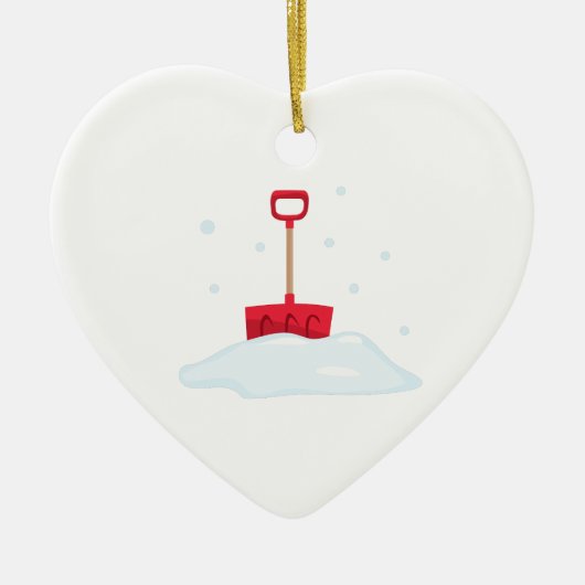 Ornement Cœur En Céramique Pelle à neige (Devant)