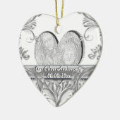 Ornement Cœur En Céramique Personnaliser de photo d'anniversaire de noces (Gauche)