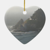 Ornement Cœur En Céramique Phare de côte de l'Orégon (Dos)