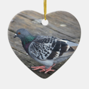 Ornement Cœur En Céramique Pigeon