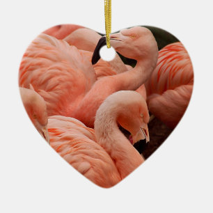 Ornement Cœur En Céramique Pink flamingos