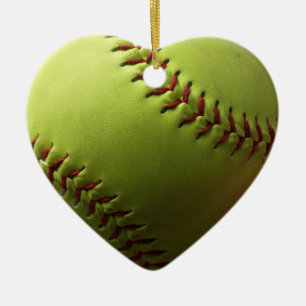 Ornement Cœur En Céramique Plan rapproché jaune du base-ball
