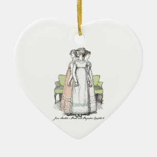 Ornement Cœur En Céramique Plus jeune et plus grand, Jane Austen Pride et Pre