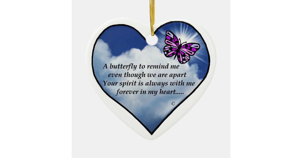 Ornement Cœur En Ceramique Poeme Commemoratif De Papillon Zazzle Be