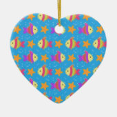 Ornement Cœur En Céramique Poisson Et Motif D'Épée