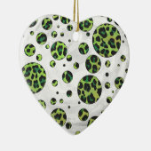 Ornement Cœur En Céramique Polka Dot Leopard noir et vert (Droite)