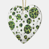 Ornement Cœur En Céramique Polka Dot Leopard noir et vert (Gauche)