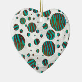 Ornement Cœur En Céramique Polka Dot Zebra Brown et Turquoise (Droite)