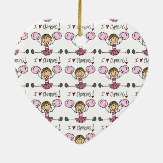 Ornement Cœur En Céramique Pom-pom girl rose