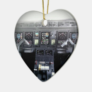 Ornement Cœur En Céramique Poste de pilotage d'Embraer 145