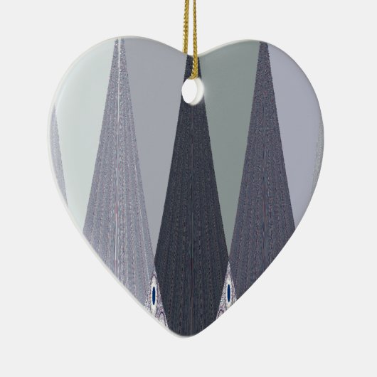 Ornement Cœur En Céramique Pots Chevron Gris Cendré Imprimer (Droite)