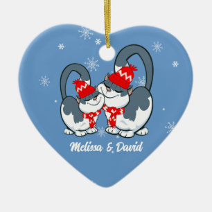 Ornement Cœur En Céramique Premier Noël Ensemble. Noël personnalisé