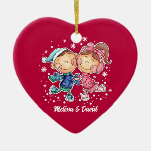 Ornement Cœur En Céramique Premier Noël Ensemble. Noël personnalisé