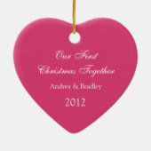 Ornement Cœur En Céramique Premier Noël Ensemble Rose Vert Mariage Coeur (Dos)