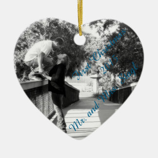 Ornement Cœur En Céramique Première personnaliser d'ornement de Noël