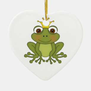 Ornement Cœur En Céramique Prince de grenouille de conte de fées avec la