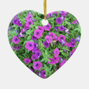 Ornement Cœur En Céramique Purple Petunias Ornament
