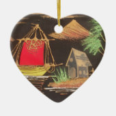 Ornement Cœur En Céramique Red Sailboat Paysage peinture à l'huile Imprimer (Devant)