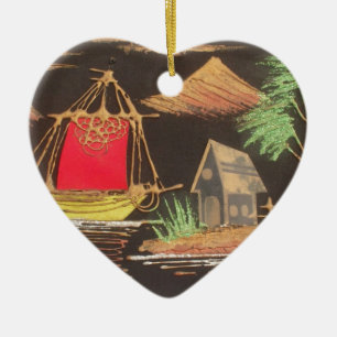 Ornement Cœur En Céramique Red Sailboat Paysage peinture à l'huile Imprimer
