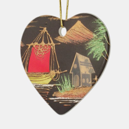 Ornement Cœur En Céramique Red Sailboat Paysage peinture à l'huile Imprimer (Gauche)