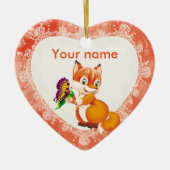 Ornement Cœur En Céramique renard et papillon (Devant)