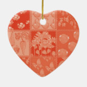 Ornement Cœur En Céramique renard et papillon (Dos)