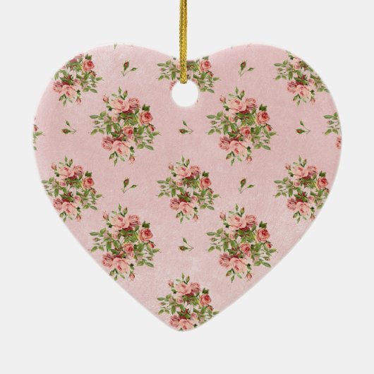 Ornement Cœur En Céramique Rose chic (Dos)