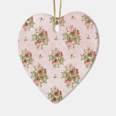 Ornement Cœur En Céramique Rose chic (Gauche)