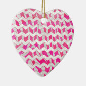 Ornement Cœur En Céramique Rose vif et chevron blanc zèbre (Droite)