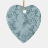 Ornement Cœur En Céramique Roses bleus vintages (Droite)