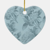 Ornement Cœur En Céramique Roses bleus vintages (Dos)