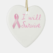 Ornement Cœur En Céramique Ruban rose (Droite)