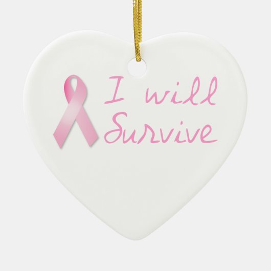 Ornement Cœur En Céramique Ruban rose (Devant)