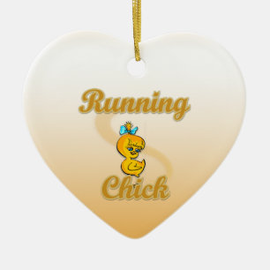 Ornement Cœur En Céramique Running Chick