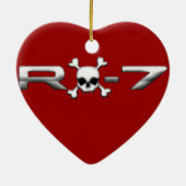 Ornement Cœur En Céramique RX7 avec un crâne (Dos)