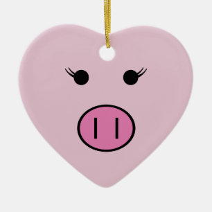 Ornement Cœur En Céramique Sadie Le Cochon Rose ~ Cute Kawaii