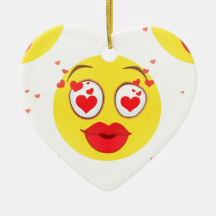 Ornement Cœur En Céramique Saint Valentin Emoji