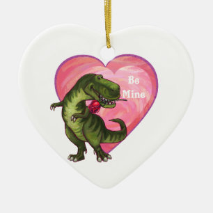 Ornement Cœur En Céramique Saint Valentin Tyrannosaurus