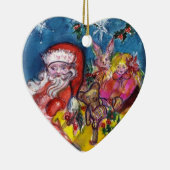 Ornement Cœur En Céramique SANTA CLAUS, CADEAUX DE NOËL Coeur de saphir bleu (Droite)