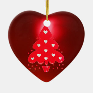 Ornement Cœur En Céramique SAPIN DE NOËL ROUGE FÊTE DE NOËL rouge