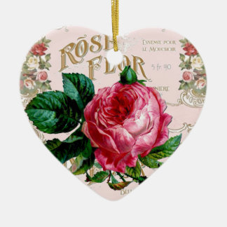 Ornement Cœur En Céramique SHABBYCHIC Anglais Rose rose vintage