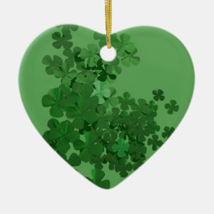 Ornement Cœur En Céramique Shamrock de la Saint-Patrick