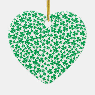 Ornement Cœur En Céramique Shamrock pour la Saint Patrick's Day