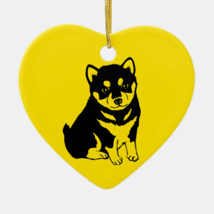 Ornement Cœur En Céramique Shiba Inu Chinese Dog Year 2018 Text Back Ornament