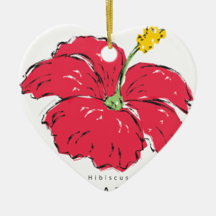 ORNEMENT CŒUR EN CÉRAMIQUE SINGAPORE HIBISCUS COLLECTION