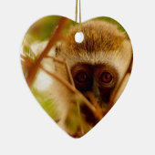 Ornement Cœur En Céramique Singe Cheeky. (Droite)