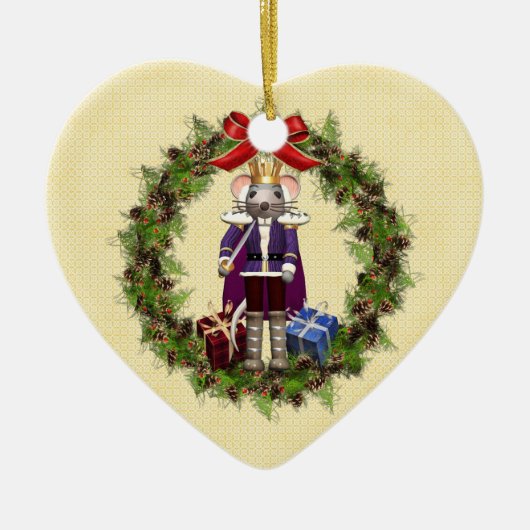 Ornement Cœur En Céramique Souris King Wreath Heart Ornament (Devant)