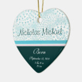 Ornement Cœur En Céramique Souvenir de faire-part de naissance de coeur (Gauche)