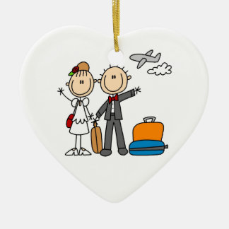 Ornement Cœur En Céramique Stick Figure Mariage T-shirts et cadeaux lune de m